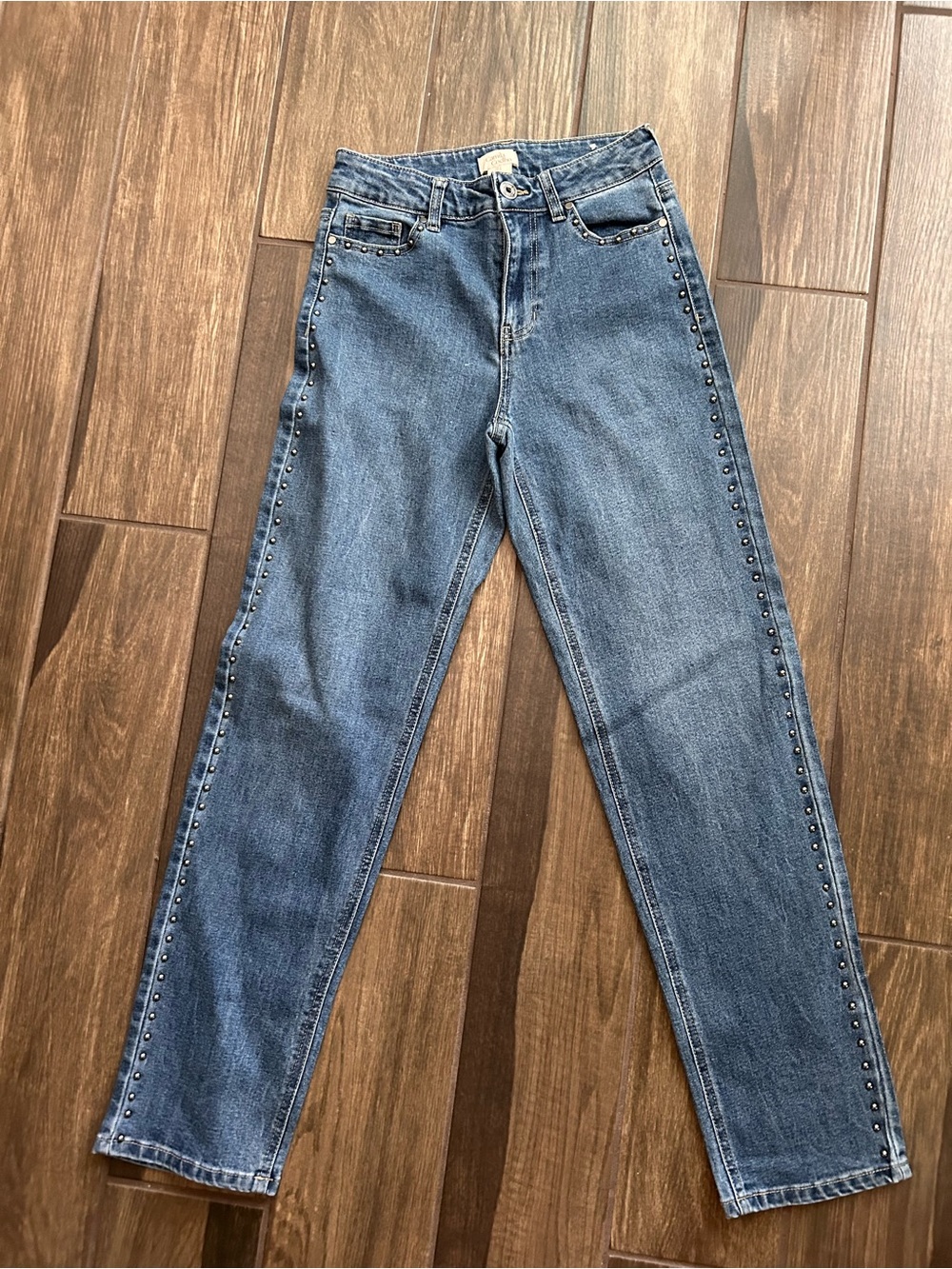 Camila Coelho Studded Straight Leg Jeans Medium Wash Sz 2
